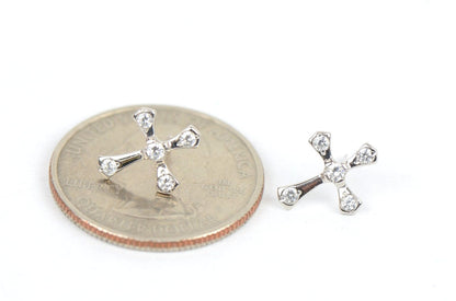 14K Yellow or White Gold Cubic Zirconia Cross Earrings