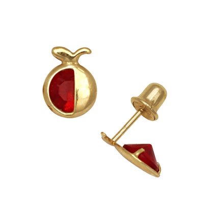 14k Yellow Gold  Apple CZ Birthstone Stud Screw Back Earrings