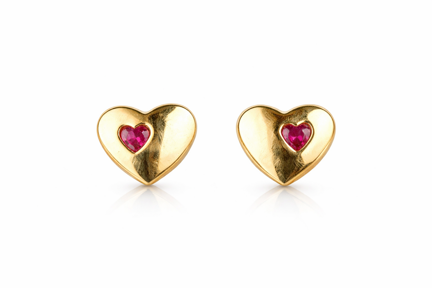 14K White or Yellow Gold Heart Shape CZ Stud Earrings
