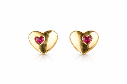 14K White or Yellow Gold Heart Shape CZ Stud Earrings