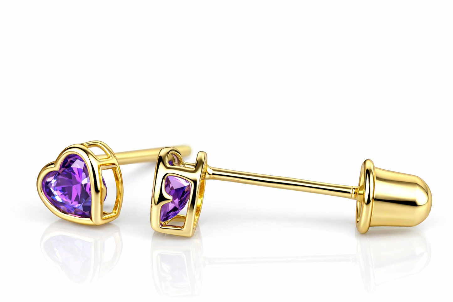 14K Yellow Gold Heart Shaped 3mm x 3mm Stud Earrings for Women