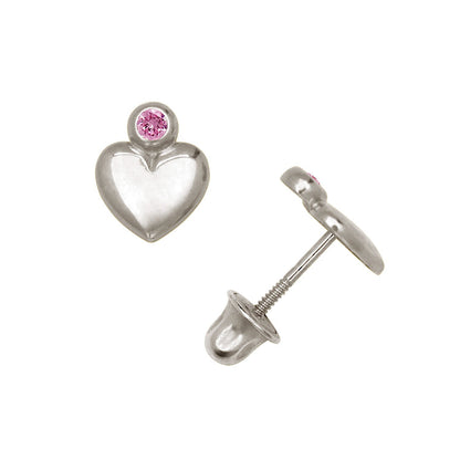 14K Yellow & White Gold Heart Shaped CZ Stud Earrings for Women
