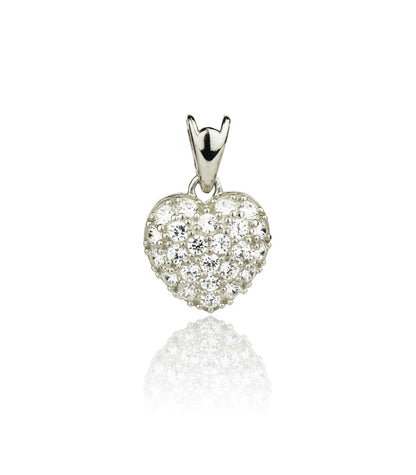 14k Yellow or White Gold Cz Heart Pendant