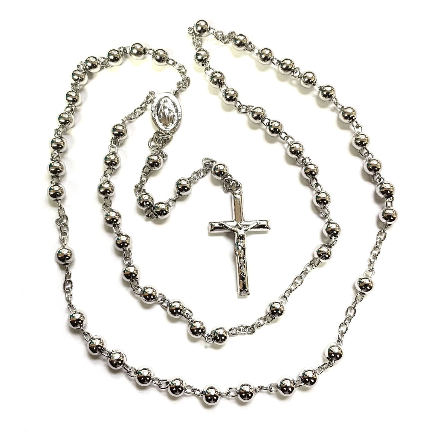 925 STERLING SILVER ITALIAN ROSARY 6mm 28"
