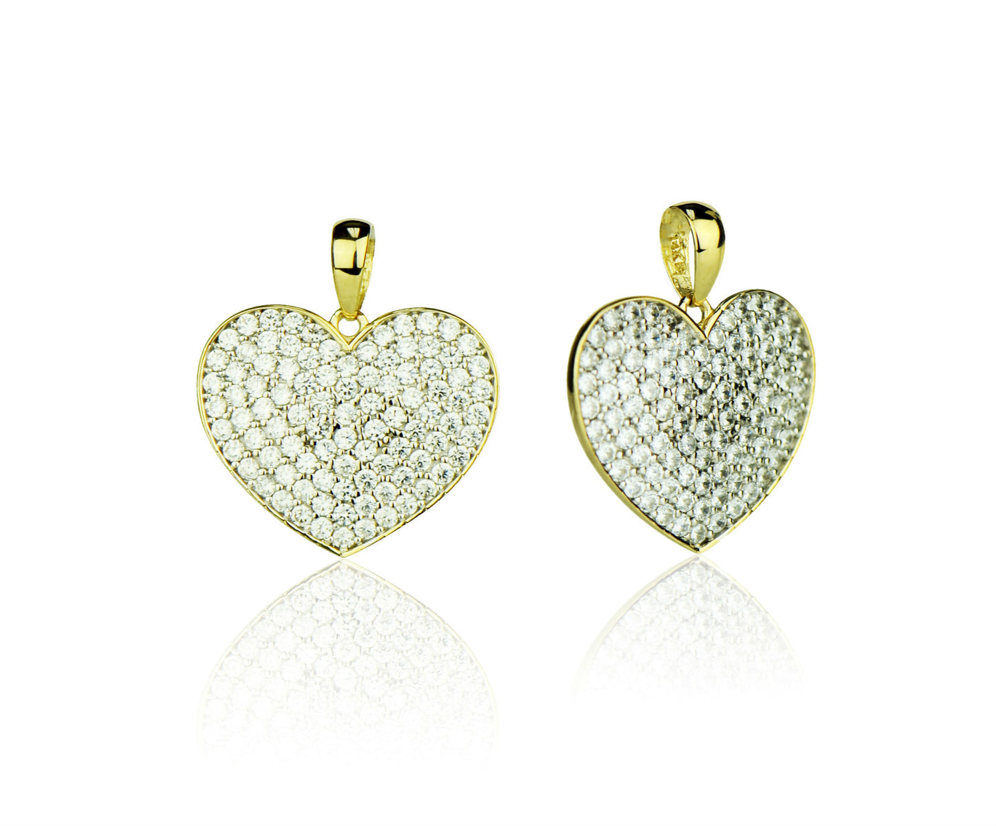 14k Yellow  Gold Cz Heart Pendant