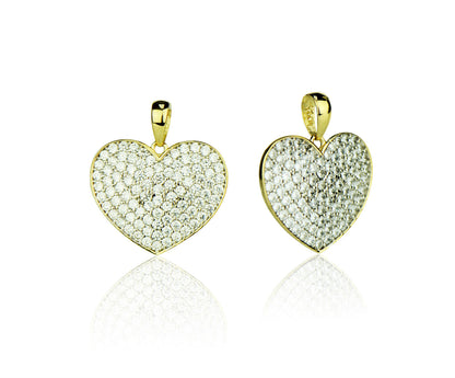 14k Yellow  Gold Cz Heart Pendant