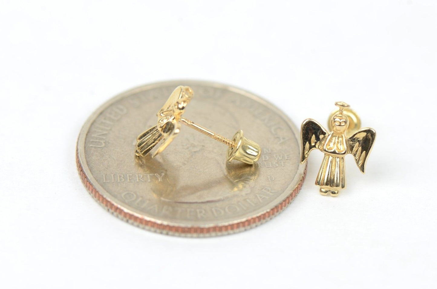 14k Yellow or White Gold Angel Stud Earrings
