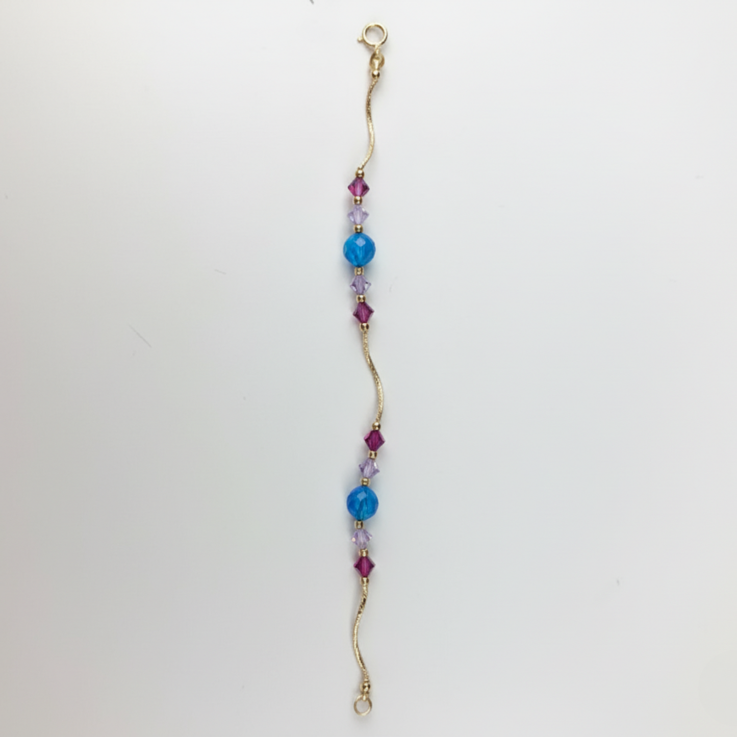 14k Yellow Gold Baby Bracelet made with Opal and Crystals from Swarovski