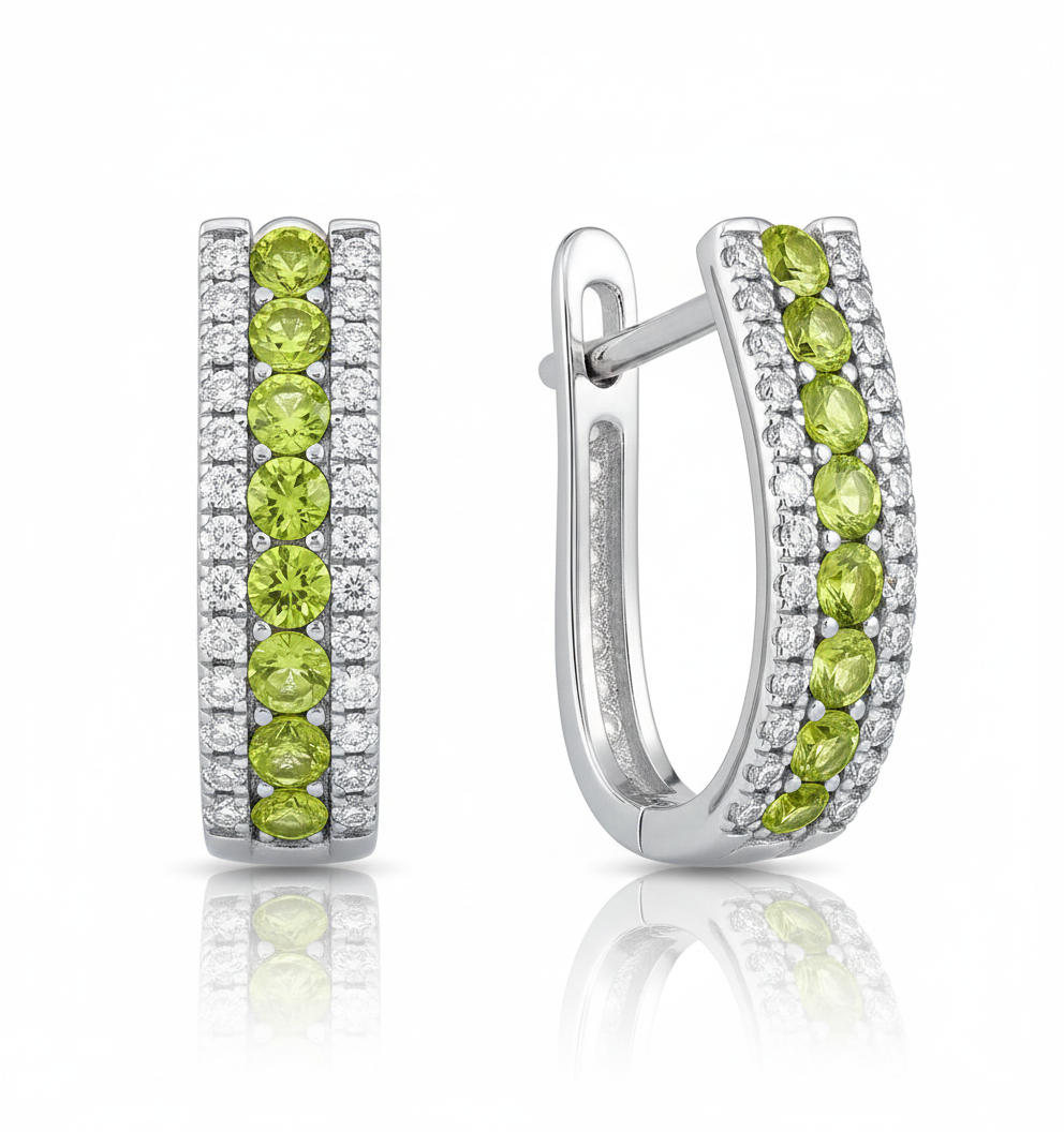 14k White Gold CZ Birthstone Leverback Earrings