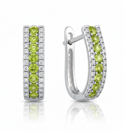 14k White Gold CZ Birthstone Leverback Earrings
