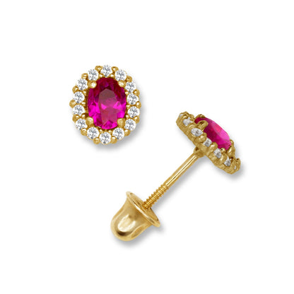 14K Yellow & White Gold Oval Shaped Gorgeous Stud Earrings Women for Women