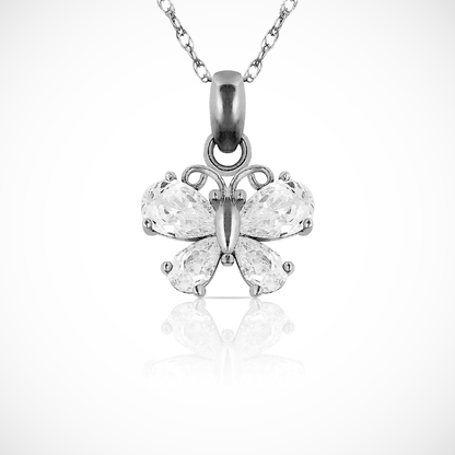 14K Yellow & White  Gold Uniquec Butterfly Pendant For Women