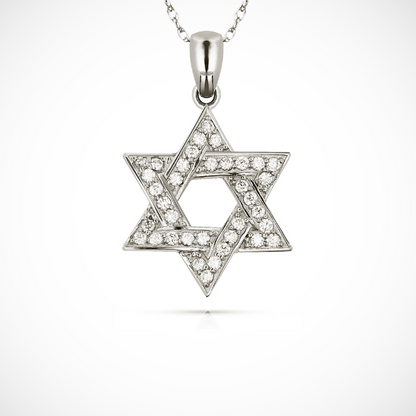 14K Yellow & White Gold Large Star CZ Pendant For Women