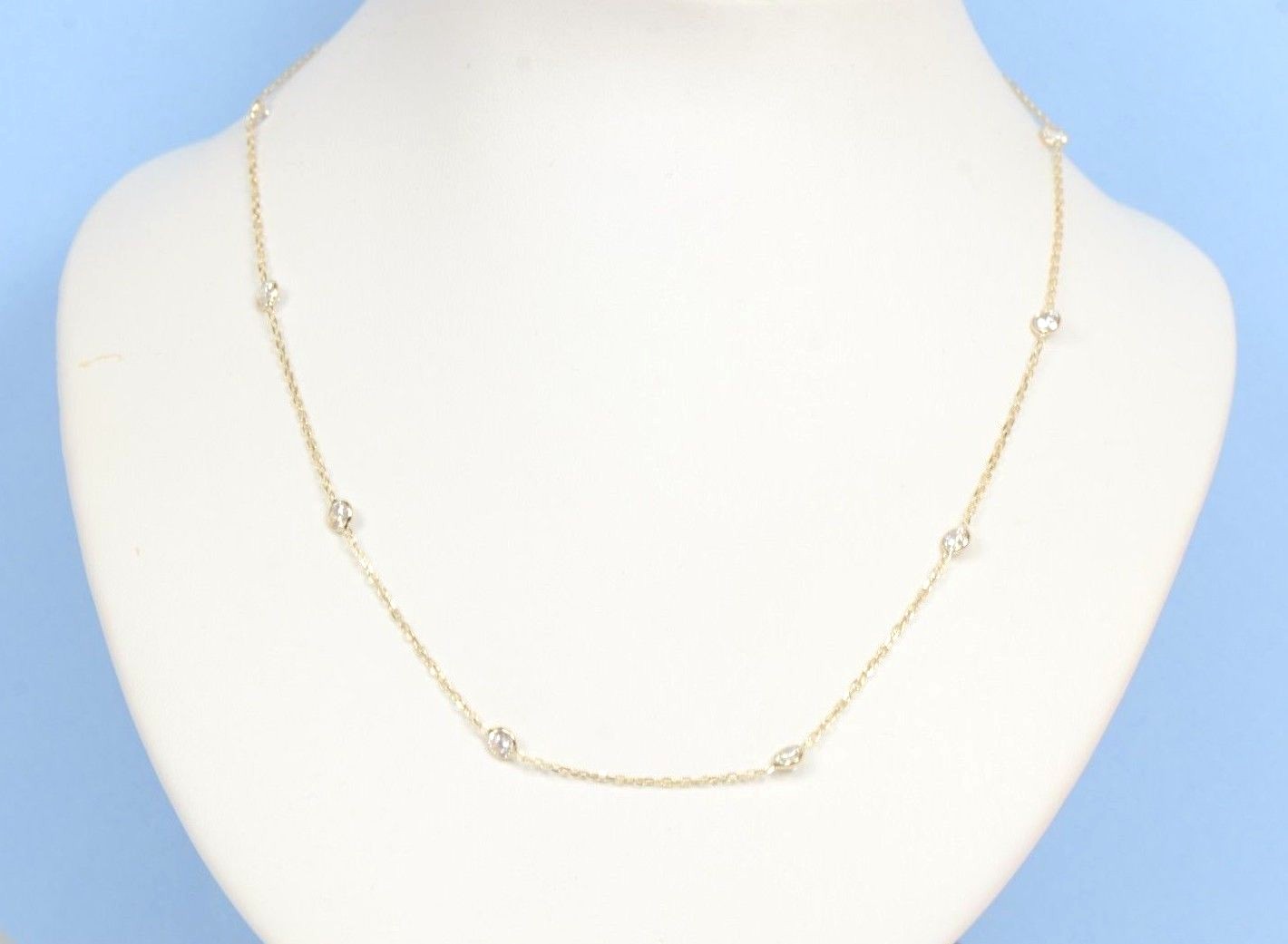 14k Yellow Gold Cubic Zirconia CZ by the yard 18" Necklace