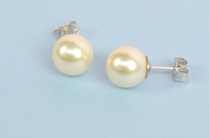 Swarovski white Pearls Sterling Silver earrings 9MM