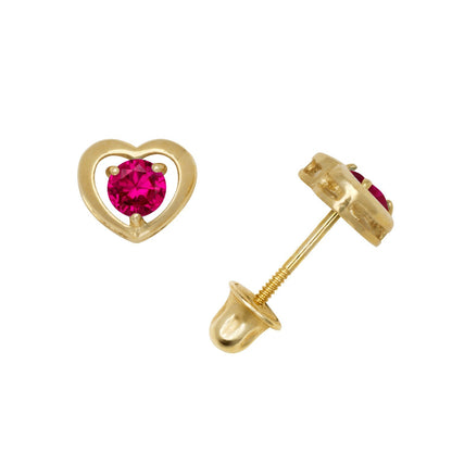 14K Yellow & White Gold Elegant CZ Heart Shaped Stud Earrings for Women