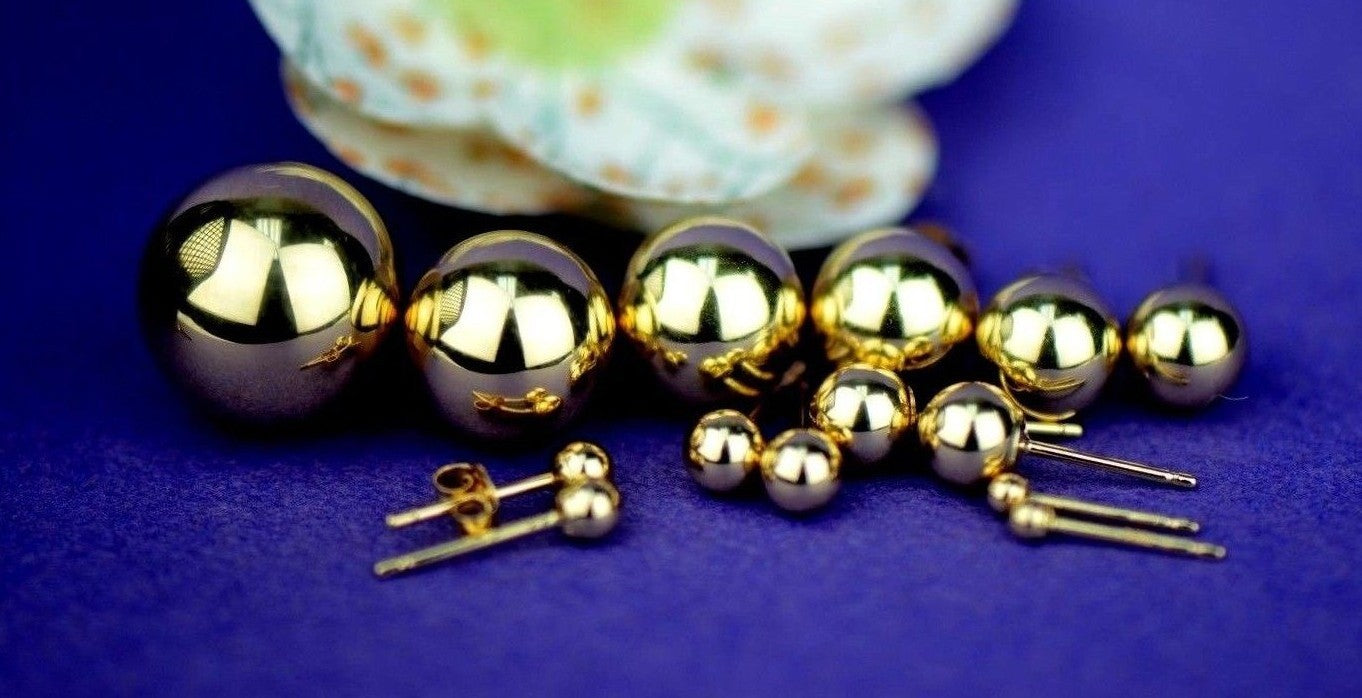 14K Yellow Gold Ball 2mm To 12mm Push Back Earrings