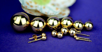14K Yellow Gold Ball 2mm To 12mm Push Back Earrings