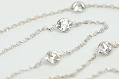 14k  Gold Cubic Zirconia CZ by the yard 16'' up to 42" Necklace