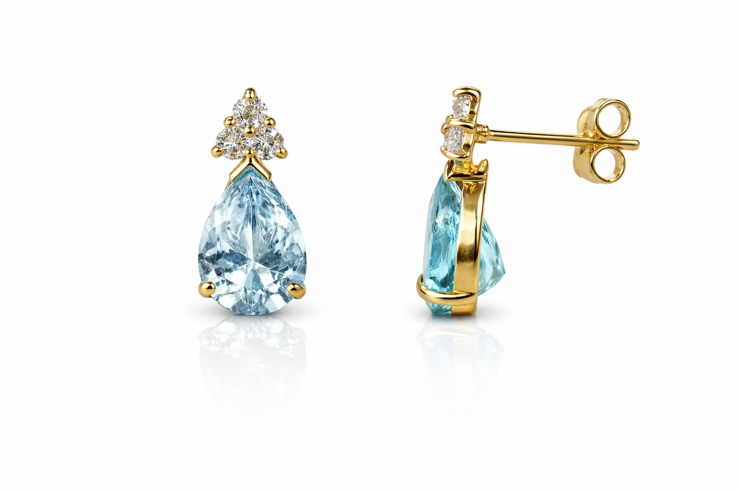 14k Yellow Gold Pear Shape Stud Earrings