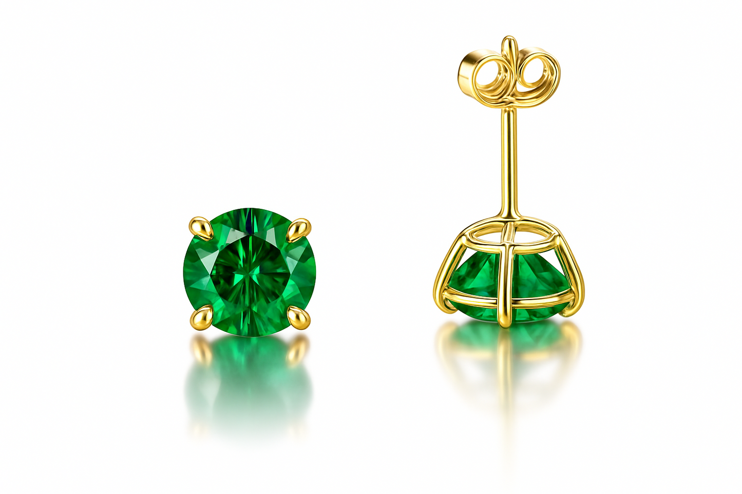 14K Yellow Gold 6mm Round Birthstone CZ Push Back Earrings for Women