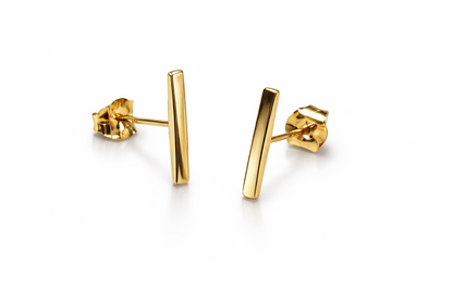 14K Yellow / White / Rose Gold  Bar Stud Earrings