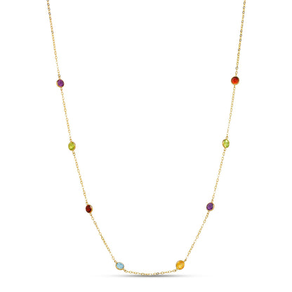 14k yellow gold yard necklace 18 cz chain Semi -Precious Stones