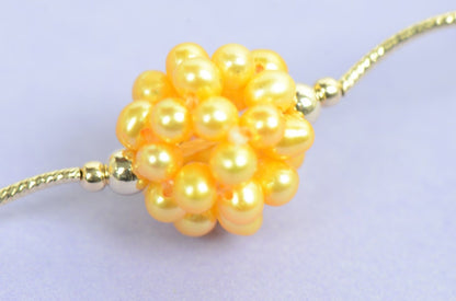 14k Yellow Gold Genuine dyed Pearl Jewelry set (necklace,bracelet,earrings)