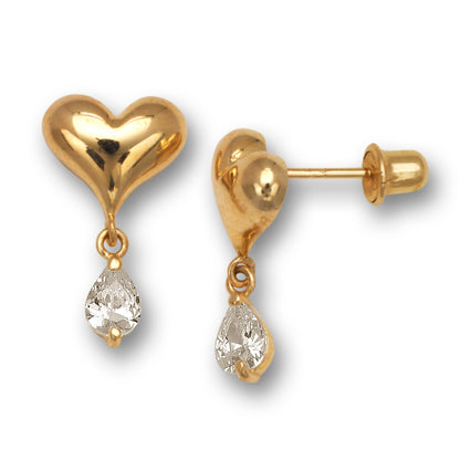 14K Yellow & White Gold  Fancy Heart Shape Earring for Women
