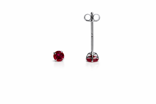 14K White Gold 3mm Round Birthstone Stud Earrings with Push back