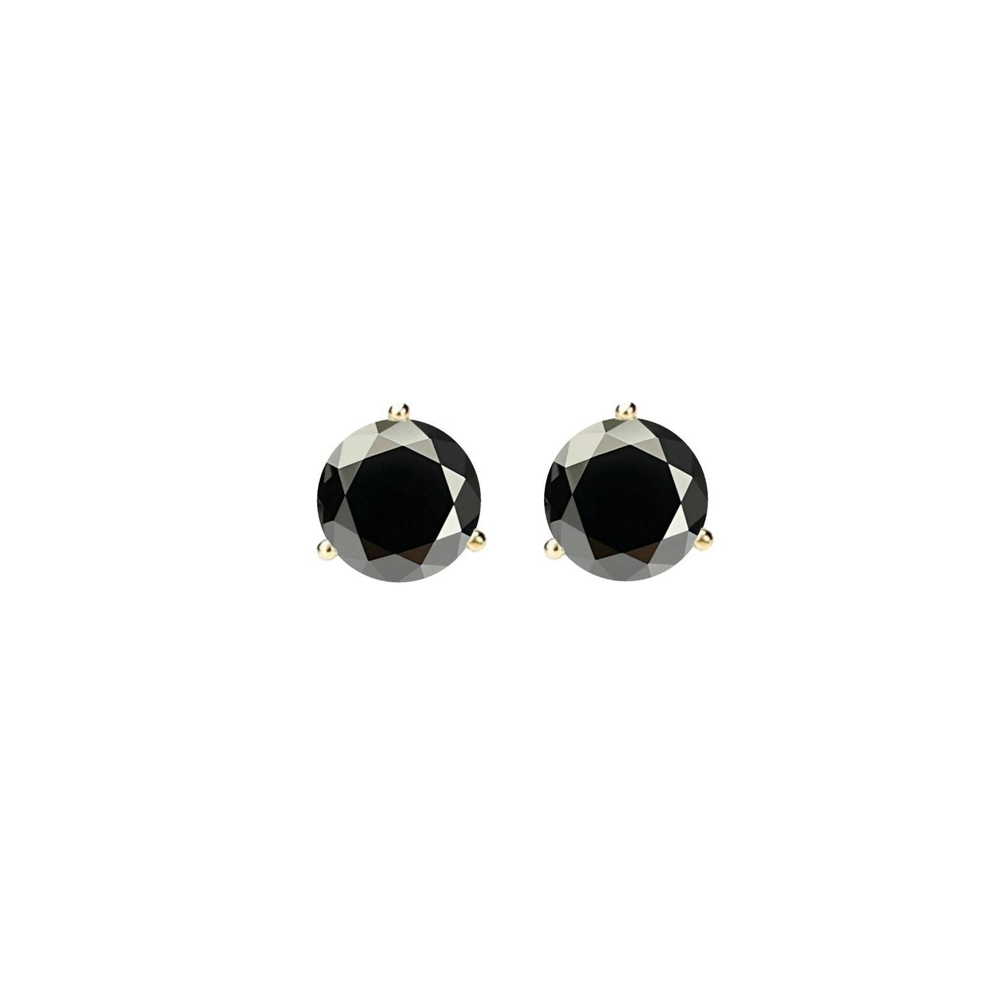 14K Gold GRA CertifiedD-VVS1 Black Moissanite Martini ScrewBack Stud Earrings