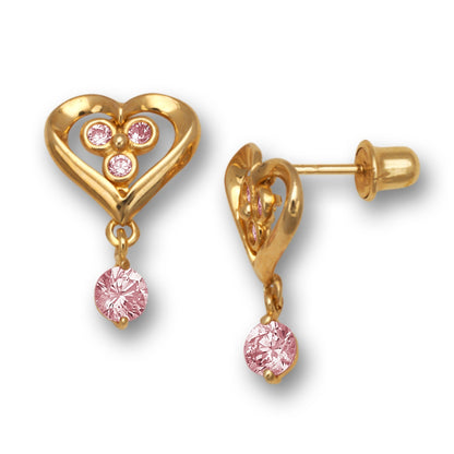 14K Yellow & White Gold Heart Shape Fashion Earrings for Women