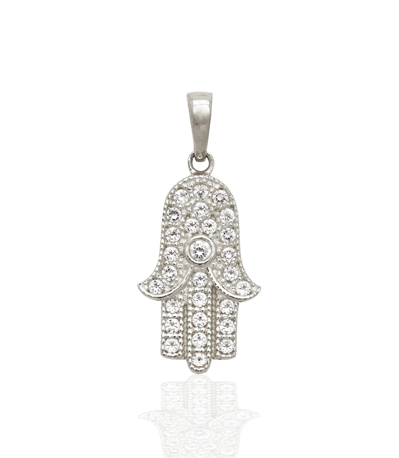 14k Yellow or White Gold Cz Hamsa Pendant