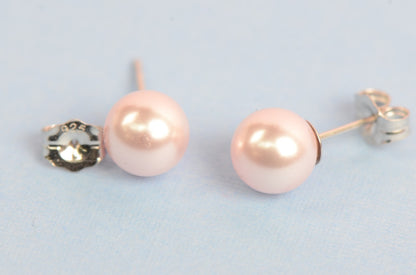 925 Sterling Silver Beautiful Swarovski Pearls Stud Earrings for Women 7MM
