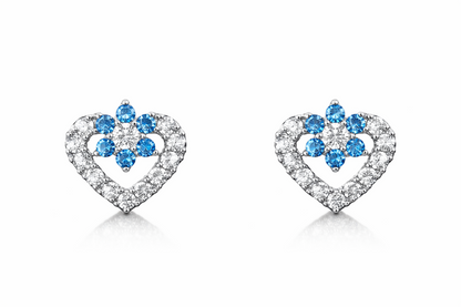 14K White Gold CZ Heart Shape Stud Earrings