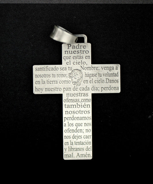 925  Sterling Silver Jesus Cross Pendant Spanish Inscribed Prayer