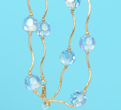 14kYellow Gold swarovski crystals Beads 3pcsWomen Set:Necklace,Bracelet,Earrings