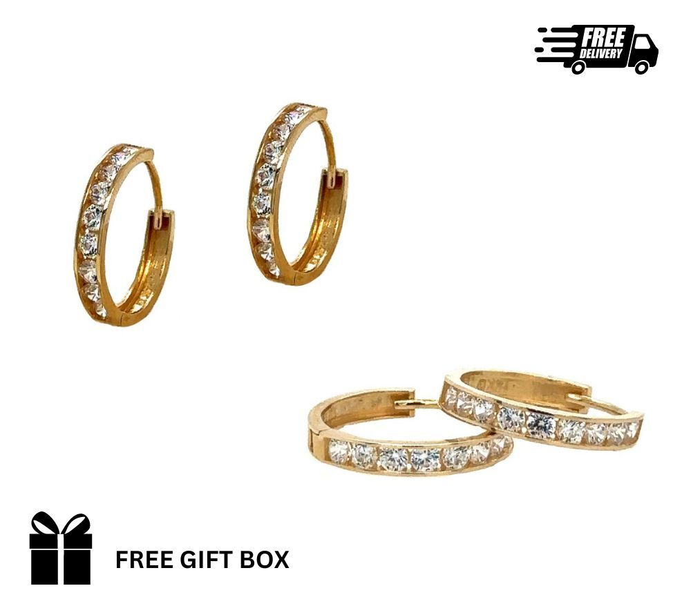 14K Yellow Gold Huggie Hoop Earrings