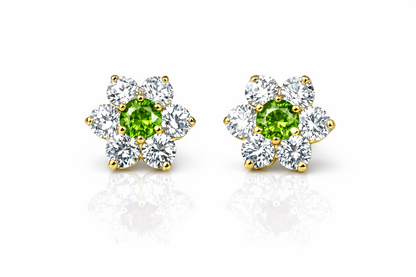 14k White Gold Flower Stud CZ Earrings screw back