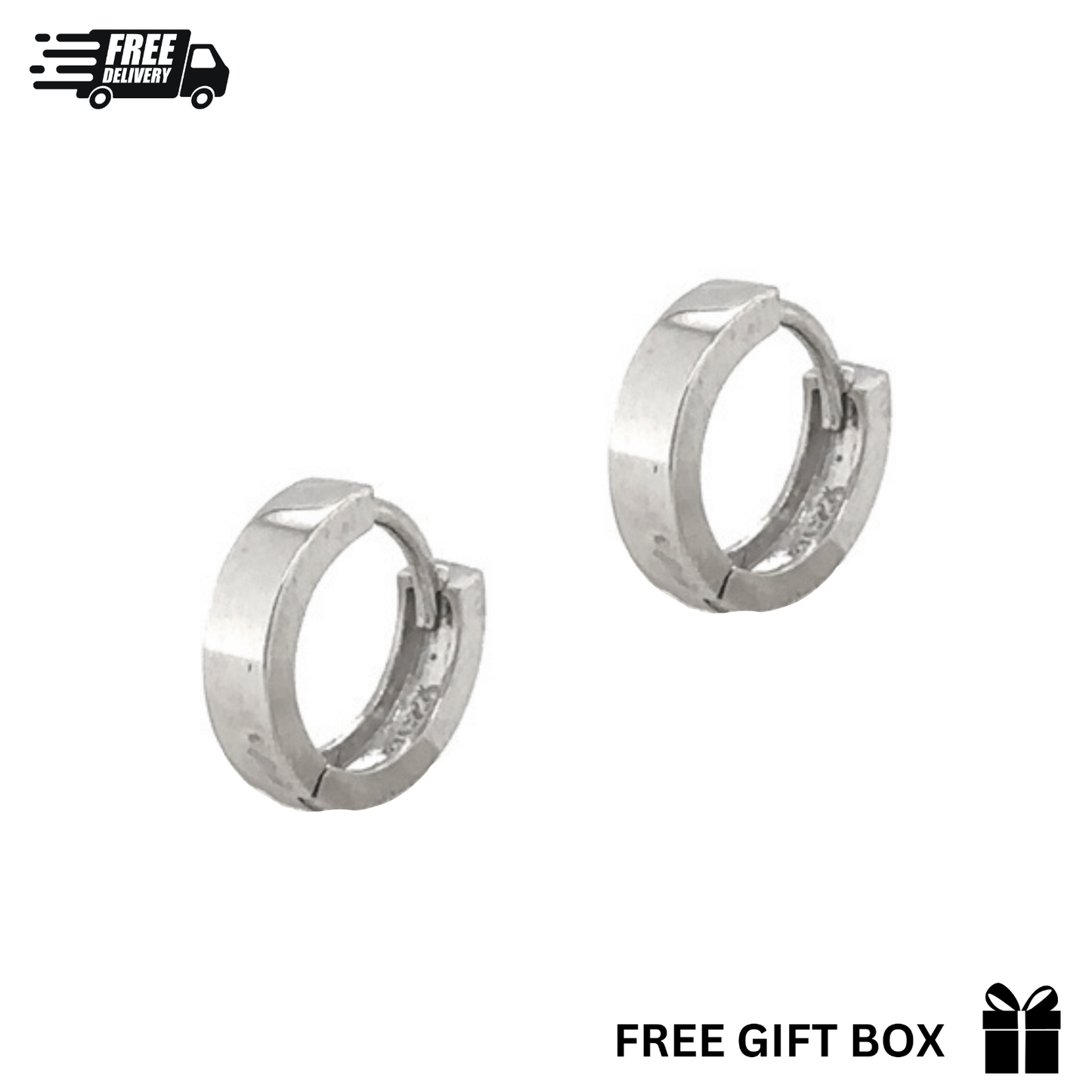 Sterling Silver 925 Round Huggies Hoop Earring