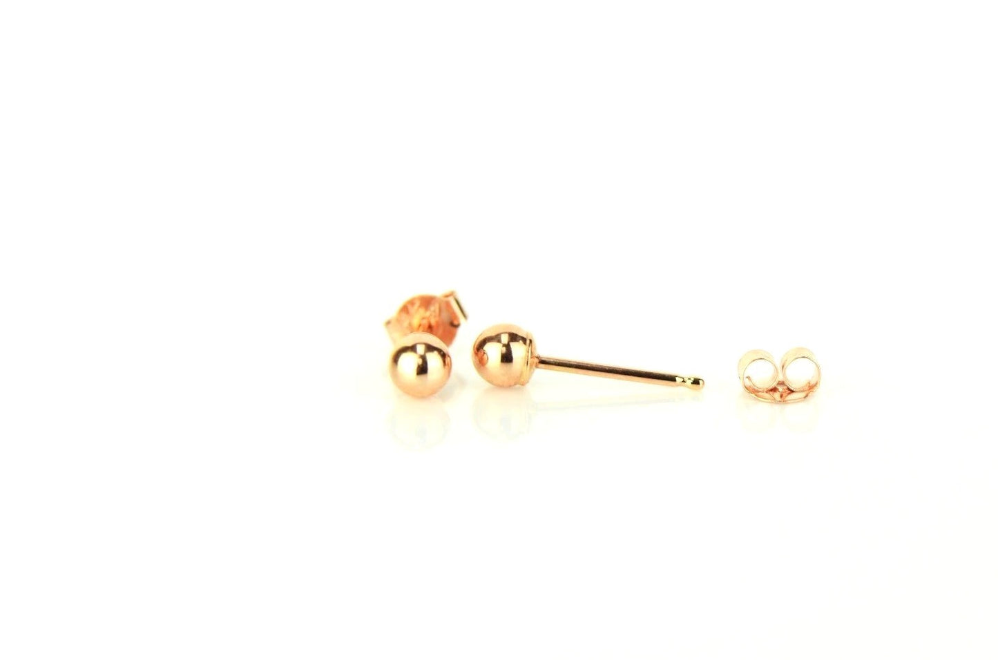 14k Rose Gold Round Shaped Ball Stud Earrings for Women