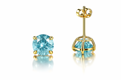 14K Yellow Gold 6mm Round Birthstone CZ Push Back Earrings for Women