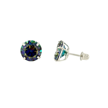 14K Gold GRA Certified D-VVS1 Rainbow Blue Moissanite Screw Back Studs Earrings