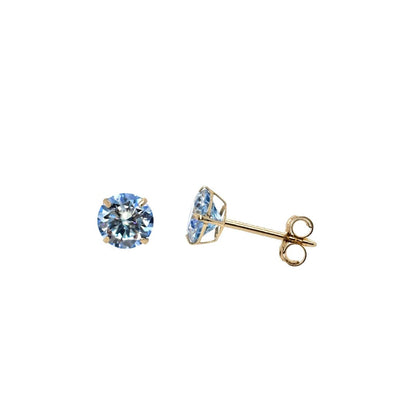 14K Gold GRA Certified D-VVS1 Ocean Blue Moissanite Push Back Studs Earrings