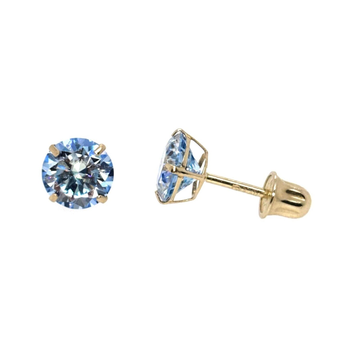 14K Gold GRA Certified D-VVS1 Ocean Blue Moissanite Screw Back Studs Earrings