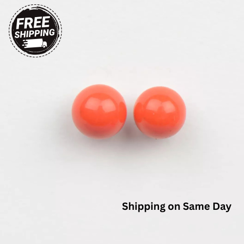Sterling Silver 925 Red Round Coral Stud Earrings 4-10mm