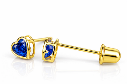 14K Yellow Gold Heart Shaped 3mm x 3mm Stud Earrings for Women
