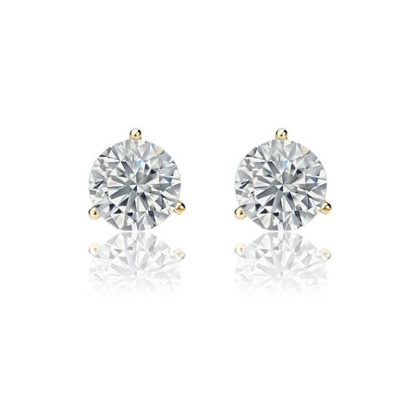 14k Yellow Gold Round AAA Quality CZ Martini Stud Earrings