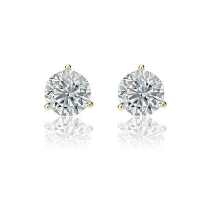 14k Yellow Gold Round AAA Quality CZ Martini Stud Earrings