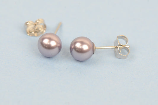 925 Sterling Silver Swarovski Purple Pearls Stud Earrings for Women